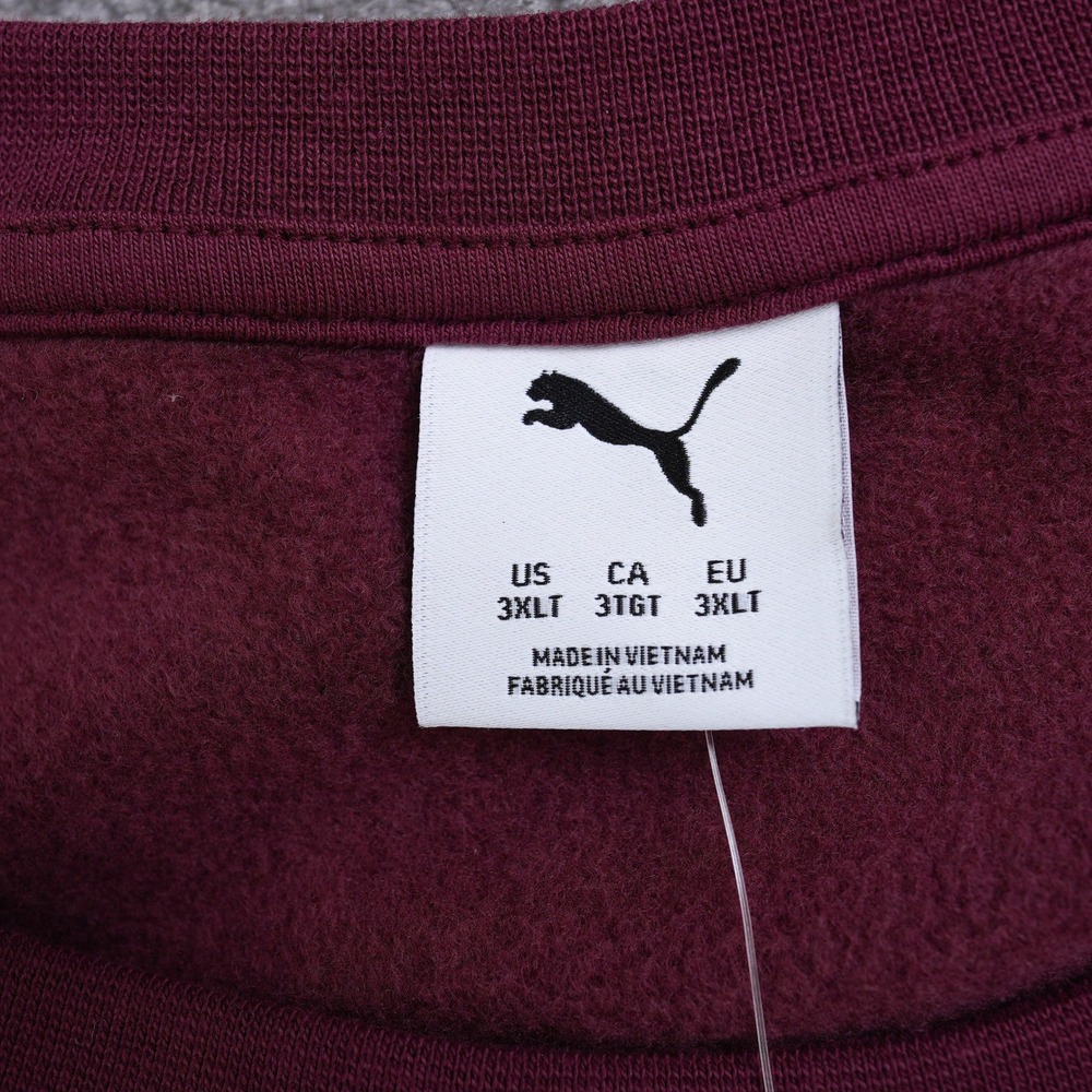Puma ESS Elevated Logo Crew Sweatshirt Mens 3XLT Ruby Shimmer Burgundy New - Picture 7 of 11